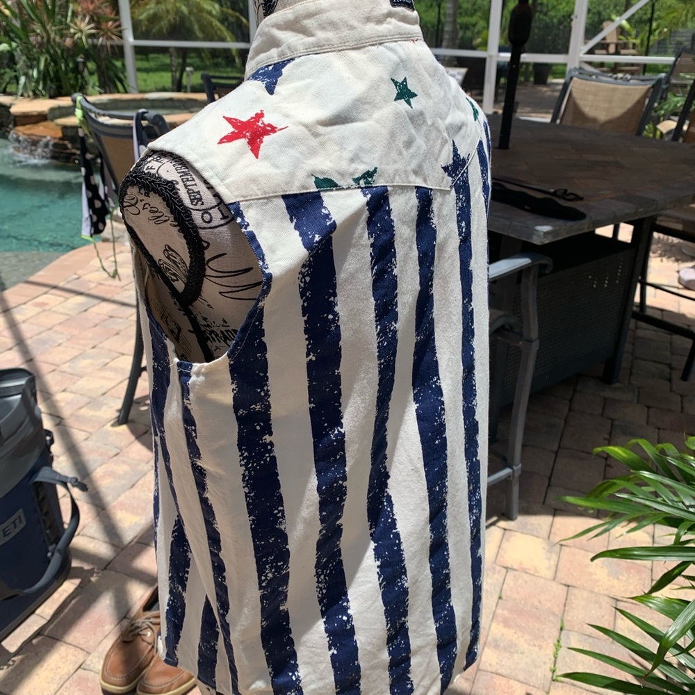 VINTAGE WESTERN top Star and Stripe Sleeveless Blouse